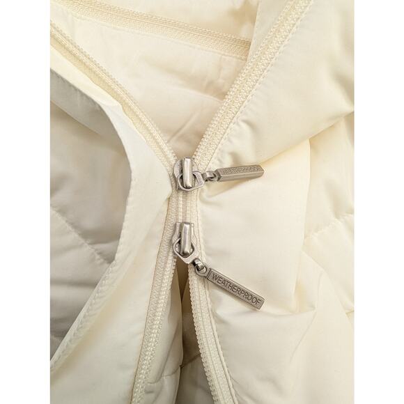 Ivory Weatherproof puffer coat Size LARGE belted double zipper - Picture 12 of 15